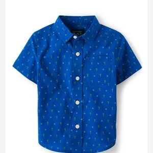 The Children's Place Vibrant Blue Shirt with Green Palm Print